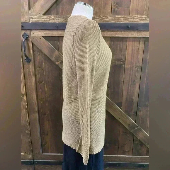 Ralph Lauren Purple Label HTF Gold Shimmering Crocheted Designer Sweater Size M - Picture 5 of 6
